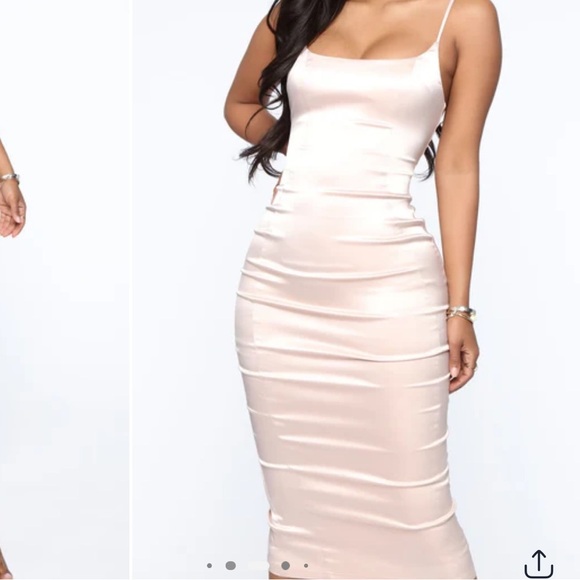FashionNova Satin Blush Midi Dress - Picture 5 of 7